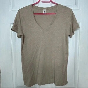 Black  Bow T-Shirt V-Neck Greyish Brown Size Large
